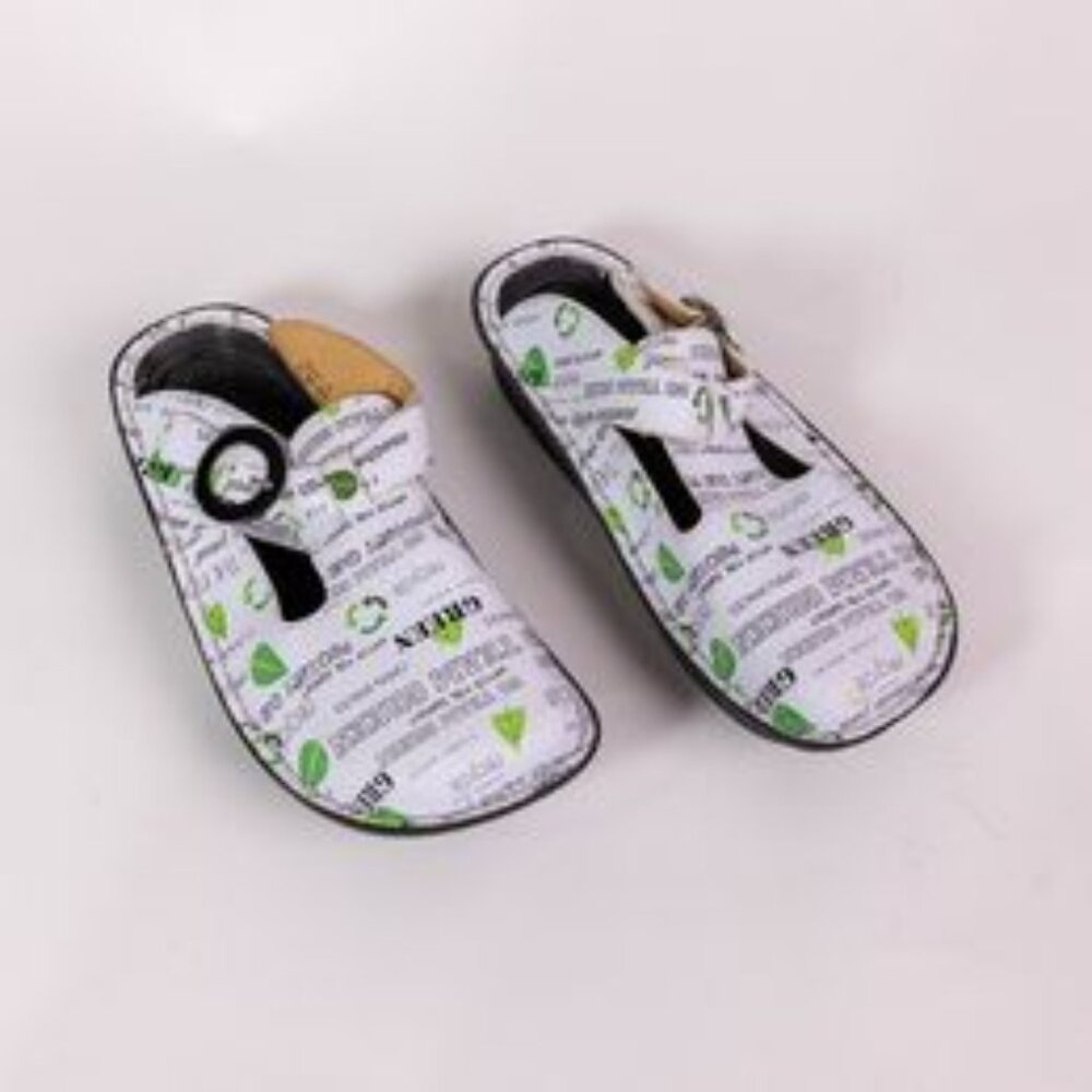 Alegria Women's Green Team Graffiti Clogs shoe Size 5.5